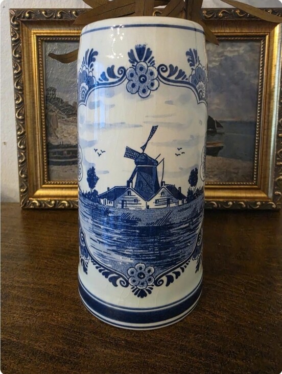 Delft Blue Other - Vintage Ceramic Delft Blue Hand Painted Large Stein